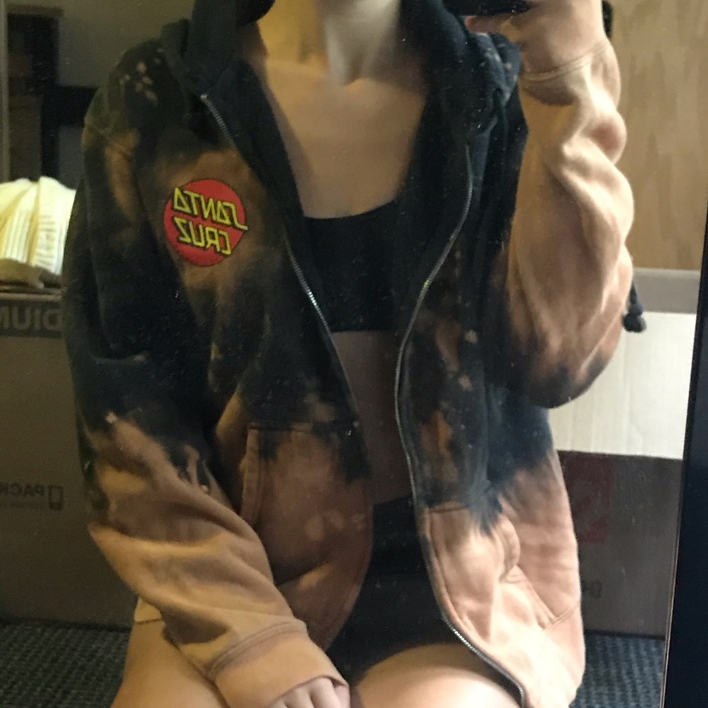 santa cruz acid wash zip up hoodie
